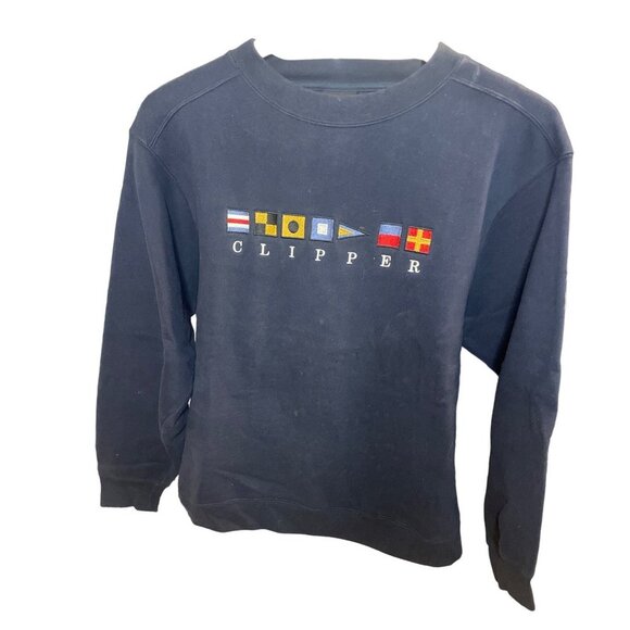 Ouray Navy Signal Flags Clipper Long Sleeve Crew Neck Pullover Sweatshirt Sz XS - Picture 1 of 10
